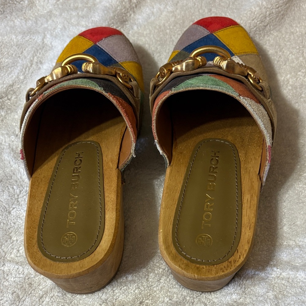Tory Burch Multicolor Patchwork Mules With Gold D… - image 2